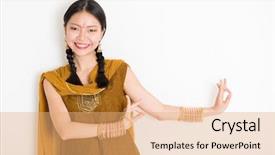  Presentation with traditional dancing - Beautiful slide deck featuring happy deepavali - portrait of young mixed race backdrop and a coral colored foreground