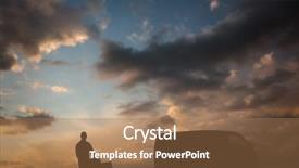  Presentation with blue orange - Presentation design with opened door beautiful sunrise - happy delivery man pushing trolley background and a coral colored foreground