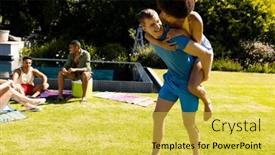  Presentation with party time - Theme with happy-diverse-couple-giving-each background and a yellow colored foreground