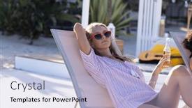  Presentation with party time - PPT theme enhanced with happy-diverse-female-friends-having background and a light blue colored foreground