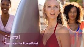  Presentation with friendship - Slide set with happy-diverse-female-friends-holding background and a  colored foreground