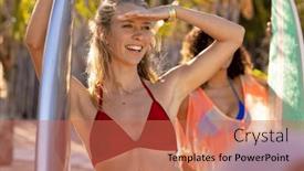  Presentation with friendship - Theme having happy-diverse-female-friends-holding background and a  colored foreground