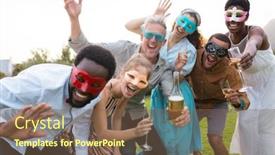  Presentation with friendship day - PPT theme enhanced with happy-diverse-friends-embracing background and a violet colored foreground