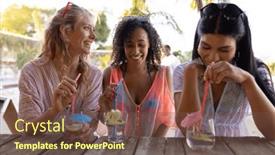  Presentation with party time - PPT theme having happy-diverse-friends-having-party background and a tawny brown colored foreground