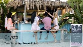  Presentation with party time - Theme having happy-diverse-friends-having-party background and a light blue colored foreground