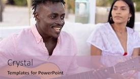  Presentation with party time - PPT theme enhanced with happy-diverse-friends-having-party background and a soft green colored foreground