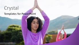  Presentation with friendship - PPT theme with happy-diverse-friends-practicing-yoga background and a  colored foreground