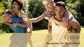  Presentation with party time - Slide deck with happy-diverse-group-of-friends background and a blonde colored foreground