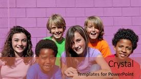  Presentation with diverse kids - PPT theme with happy diverse kids or chldren background and a red colored foreground