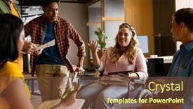  Presentation with disability office - Slide deck featuring happy-diverse-male-and-female background and a tawny brown colored foreground