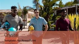  Presentation with friendship - Slides with happy-diverse-male-friends-walking background and a red colored foreground