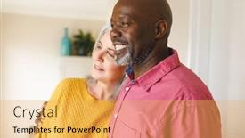 Presentation with senior couple - Presentation theme having happy-diverse-senior-couple-embracing background and a yellow colored foreground