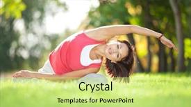  Presentation with exercises - Audience pleasing PPT theme consisting of happy do - pretty woman doing yoga exercises backdrop and a soft green colored foreground