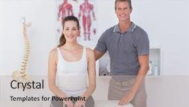  Presentation with doctor office - Presentation theme with happy doctor with his patient background and a mint green colored foreground