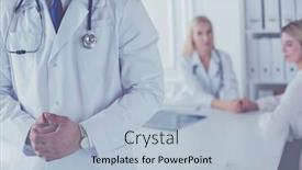  Presentation with staff - PPT theme enhanced with happy-doctor-with-medical-staff background and a light blue colored foreground