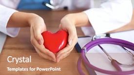  Presentation with heart disease and heartbeat symbol - Amazing presentation theme having happy doctor with red heart backdrop and a coral colored foreground