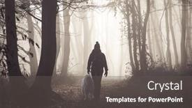  Presentation with foggy forest - Slide deck consisting of happy-dog-and-owner background and a dark gray colored foreground