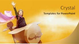  Presentation with imagination - Amazing slide deck having happy-dreamer-girl-playing backdrop and a yellow colored foreground