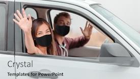  Presentation with school trip - Beautiful slides featuring happy-driver-and-passenger-waving backdrop and a light gray colored foreground