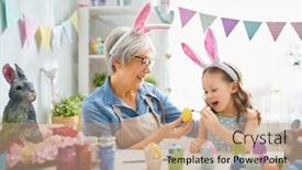  Presentation with family day - PPT layouts consisting of happy-easter-a-grandmother background and a coral colored foreground