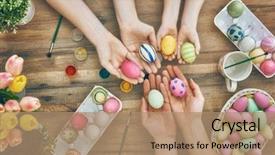  Presentation with daughter mother - Presentation theme having happy easter a mother father background and a coral colored foreground