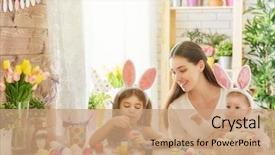 Presentation with family day - Colorful presentation design enhanced with happy easter a mother backdrop and a coral colored foreground
