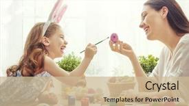  Presentation with displaying a happy mother cudd - Slide deck enhanced with happy easter a mother background and a soft green colored foreground