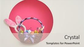  Presentation with easter basket - Slides enhanced with happy easter background with colorful background and a lemonade colored foreground