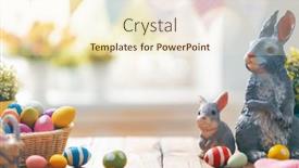  Presentation with easter basket - Slide deck with happy-easter-background-with-colorful background and a cream colored foreground