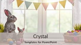  Presentation with easter basket - PPT theme consisting of happy easter background with colorful background and a light gray colored foreground