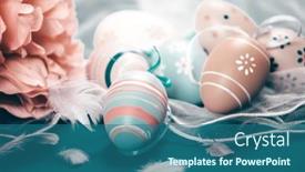  Presentation with congratulatory - Beautiful PPT theme featuring happy-easter-congratulatory-easter-background backdrop and a ocean colored foreground