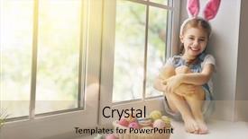  Presentation with save girl child - Slides enhanced with happy easter cute little child background and a coral colored foreground