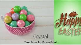  Presentation with graphic - Beautiful PPT theme featuring happy easter graphic against green vignette backdrop and a light gray colored foreground