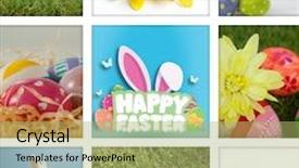  Presentation with easter - Theme enhanced with happy easter graphic against painted background and a mint green colored foreground