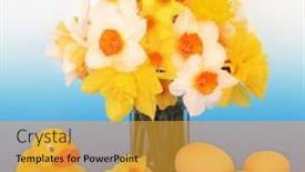  Presentation with daffodil - PPT layouts featuring happy-easter-holiday-spring-concept background and a gold colored foreground