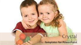  Presentation with happy kids - Beautiful PPT theme featuring happy easter kids smiling with a handful of eggs - isolated backdrop and a coral colored foreground