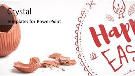  Presentation with broken egg - Slide set enhanced with happy easter logo against broken background and a  colored foreground