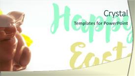  Presentation with chocolate - Slide deck having happy easter logo against chocolate background and a  colored foreground
