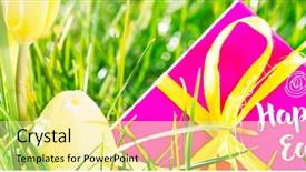  Presentation with nuclear energy logo - Colorful presentation theme enhanced with happy easter logo against pink backdrop and a blonde colored foreground