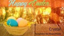  Presentation with tranquil - Cool new PPT theme with happy easter logo against tranquil backdrop and a gold colored foreground