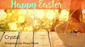  Presentation with tranquil - Presentation theme consisting of happy easter logo against tranquil background and a yellow colored foreground