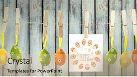  Presentation with easter - Slide set enhanced with happy easter logo against wood background and a lemonade colored foreground