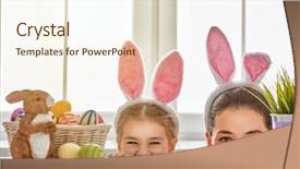  Presentation with family day - Cool new slides with happy easter mother and daughter backdrop and a cream colored foreground