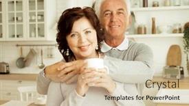  Presentation with trust - Theme consisting of happy-elderly-couple-hugging background and a soft green colored foreground