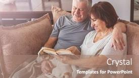  Presentation with elderly home - Amazing slide deck having happy-elderly-couple-sitting backdrop and a coral colored foreground