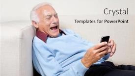  Presentation with elderly home - Presentation consisting of happy-elderly-man-using-cell background and a white colored foreground