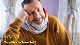  Presentation with elderly home - Slides enhanced with happy-elderly-man background and a tawny brown colored foreground