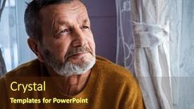  Presentation with elderly home - PPT layouts consisting of happy-elderly-man background and a tawny brown colored foreground