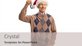  Presentation with car key - PPT theme with happy-elderly-man background and a light gray colored foreground