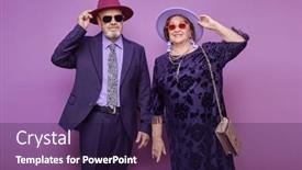  Presentation with married couple - Presentation featuring happy-elderly-married-couple and a wine colored foreground